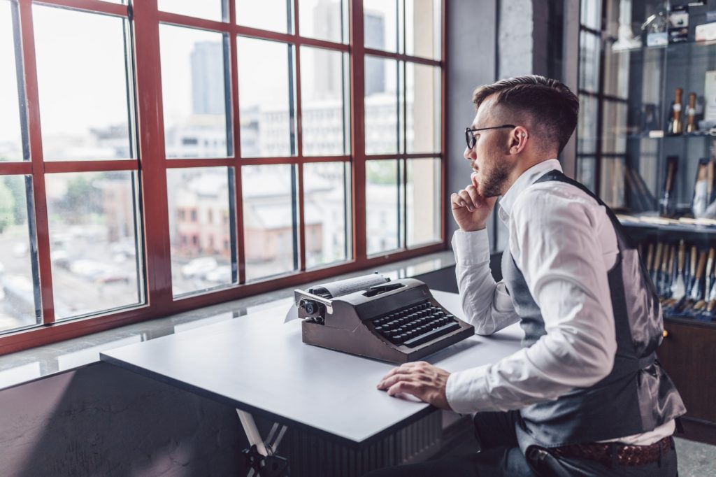 Thinking writer at work